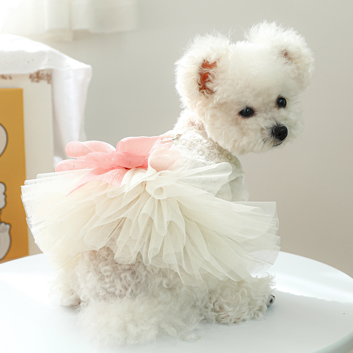 Elegant  Pet Wedding Costume Dog Tulle Tutu Dress with Sequin Bodice